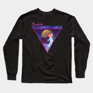 Retro Vaporwave Ski Mountain | Bariloche Argentina | Shirts, Stickers, and More! Long Sleeve T-Shirt